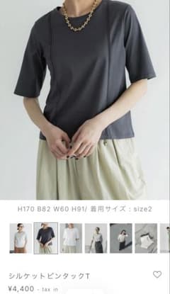crewre シルケットピンタックT チャコールグレー　size2のサムネイル