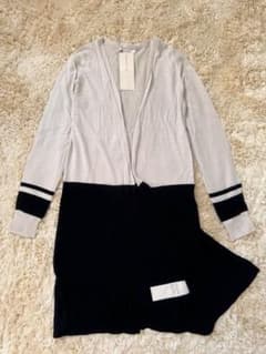 未使用タグ付き　マックスマーラ　ロング　カーディガン　バイカラー　シルク　リネン