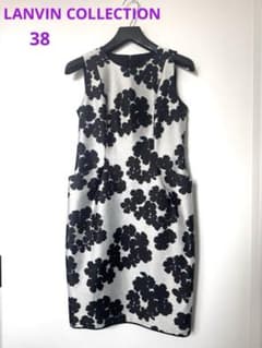 LANVIN COLLECTION 】花柄ワンピース 日本製 グレー×黒 - メルカリ