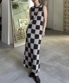 新品　AMERI VINTAGE BIG CHECK LACE UP DRESSのサムネイル