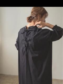 캠브릭 레이스업 셔츠 원피스 블랙