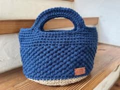 毛糸バッグ 麻紐バッグ　ころりんバッグ ランチバッグ ハンドメイド かぎ針編みのサムネイル