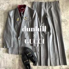 極美品 極上フェルトウール ダブルスーツ GUCCI dunhill ネクタイ 極美品 極上フェルトウール ダブルスーツ GUCCI dunhill