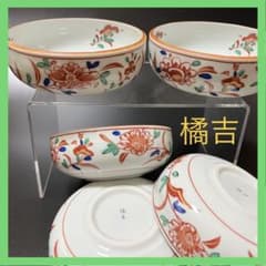 橘吉/赤絵/器/5個セット/たち吉/高級/料亭/和食器/日本/皿/鉢/どんぶり