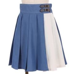 axes femme バックルバイカラーキュロット 青のサムネイル