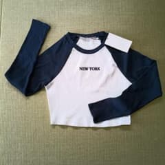 ZARA NEW YORK刺繍 長袖カットソー Lサイズのサムネイル