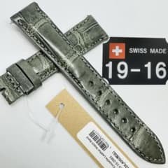 2030#19mm-16mmダークグリーン★本物クロコダイルベルト★スイス製 2028#19mm-16mmダークグリーン☆スイス製☆本物クロコダイルベルト
