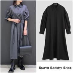 theory luxe 24AW 新作Saxonyシャツワンピース Shaz 黒 - メルカリ