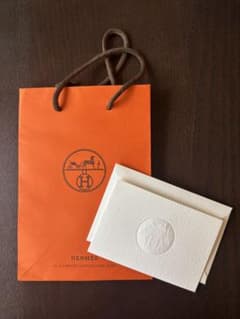 HERMES オレンジ色 紙袋 封筒型 HERMES オレンジショップ袋と封筒・カードセット - メルカリ
