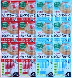 CIAO　ピュアちゅ～る　２種類　１４ｇ×４本　１６個セット　いなば　ちゅーるのサムネイル