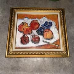 高桑マリア　桃とブドウ　額装　油彩　静物画　サイン入り 高桑マリア 桃とブドウ 額装 油彩 静物画 サイン入り - メルカリ