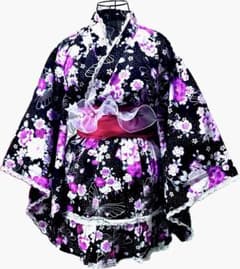 浴衣ドレス帯セット 姫ギャル 地雷系 量産型 黒 花柄 蝶 - メルカリ