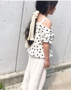 ZARA kids 白黒ドット　オフショルダー　トップス　128のサムネイル
