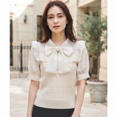 evelyn 半袖 ブラウス リボン ケーブルニットのサムネイル