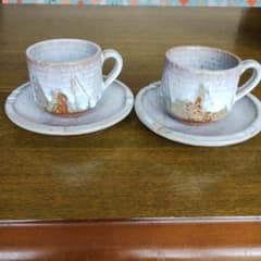 萩焼カップ&ソーサー 2個セットのサムネイル