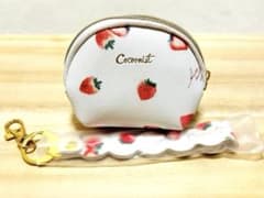新品 Cocoonist コクーニスト いちご柄 ミニポーチ キーチェーン付き