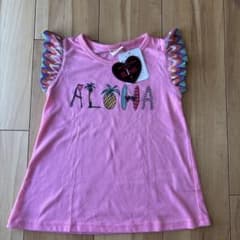 新品、未使用！タグ付き　Alohaプリント フリル袖Tシャツのサムネイル