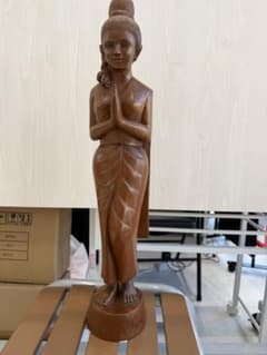 木彫り 彫刻 仏像 合掌 女性像 置物 オブジェのサムネイル