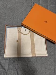 【美品】エルメス トートバッグ ニューフールトゥMM キャンバス オレンジのサムネイル
