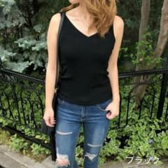 リブニットキャミソール黒のサムネイル