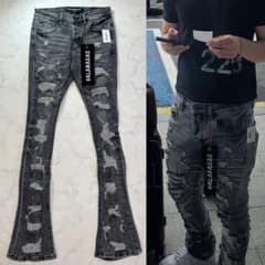 valabasas バラバサス ハードクラッシュストレッチフレアデニム 黒 29 valabasas バラバサス ハードクラッシュストレッチフレアデニム