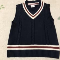 120 ニットベスト　ネイビー　紺色のサムネイル