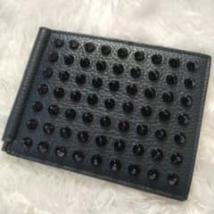 【未使用品】クリスチャンルブタン　マネークリップ　スタッズ　札入れ　ネイビー　赤 未使用品】クリスチャンルブタン マネークリップ スタッズ 札入れ