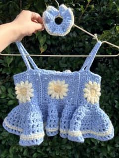 ハンドメイド かぎ針編み キャミソール＆シュシュセットのサムネイル