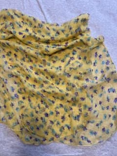 vintage 花柄 シルクストール イエローのサムネイル