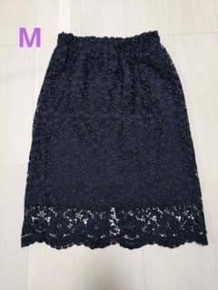 【美品】レース タイトスカート M　ブラックのサムネイル