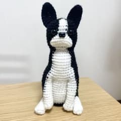 ボストンテリア あみぐるみ 編み物 毛糸 ハンドメイド うちの子 愛犬 置物のサムネイル