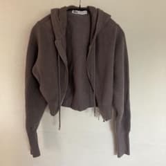 ZARA フード付きニットセーター S/M グレーのサムネイル