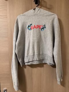 BAPE フラワー刺繍 クロップドパーカー グレーのサムネイル