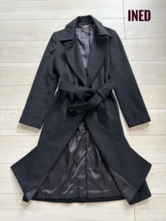 INED カシミヤロングコート ベルト付き ブラック 11号 日本製 裏地付き