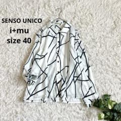 美品⁂センソユニコ⁂長袖シャツ シアーブラウス 総柄 線模様 アート