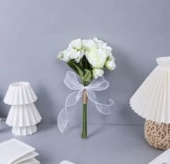 前撮り ブーケ 造花 ホワイト グリーン