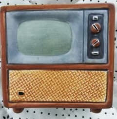 マ*ケ様 おまけ 昭和 レトロ テレビ TV 型貯金箱 陶器製 小物 グリコ