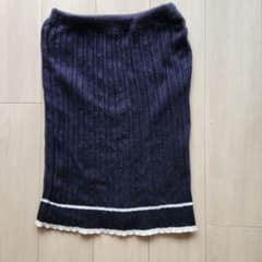 ニット タイトスカート 黒 ひざ丈 Mサイズのサムネイル