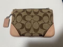 【美品】COACH シグネチャー ポーチ ブラウン キャンバス レザーのサムネイル