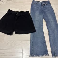 レディース デニムパンツ ショートパンツ 2点セットのサムネイル