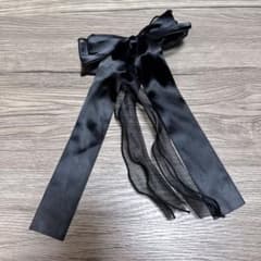 【24時間以内発送】 黒リボン クリップ 28cm ウェディング 小物 レースのサムネイル
