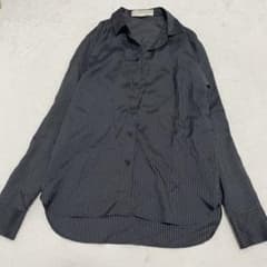 ステラマッカートニー シルク100%シャツ 長袖 黒 ストライプ サイズM 