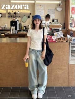 ヘンリーネック 半袖Tシャツ ホワイトのサムネイル