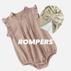 ロンパース　サーモンピンク　ターバンキャップセット　72cm ベイビー　女の子のサムネイル