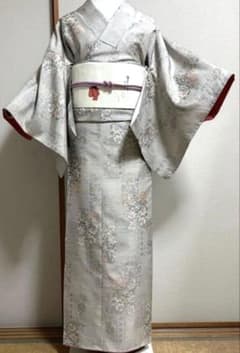 美品　袷　正絹　大島紬　白紬　小紋　フルセット