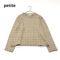 [petite] 긴 소매 니트 지토리 격자 무늬 총 무늬 화려한 레트로 브라운 SP