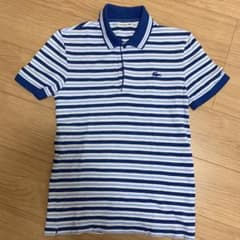 ラコステ メンズ スリムフィット ポロシャツ 青×白×水色ボーダーのサムネイル
