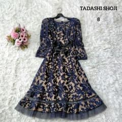 【美品♡美シルエット】タダシショージ　総レースAラインドレス　希少8サイズ　黒 美品♡美シルエット】タダシショージ 総レースAラインドレス 希少8