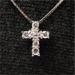 K18WG ダイヤ入 ネックレス ELLE クロス - メルカリ