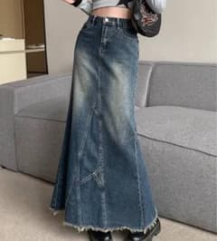 ヴィンテージ 加工 デニムロングスカートのサムネイル